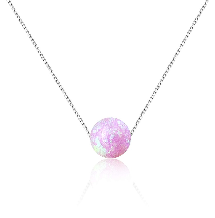JVD Stříbrný náhrdelník s růžovým syntetickým opálem SVLN0166XF6O400 - Náhrdelníky