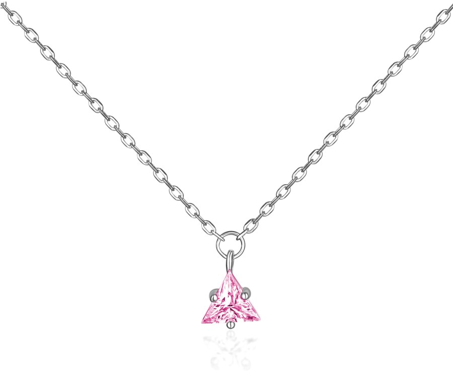 JVD Stříbrný náhrdelník s růžovým zirkonem SVLN0362SH2R242 - Náhrdelníky