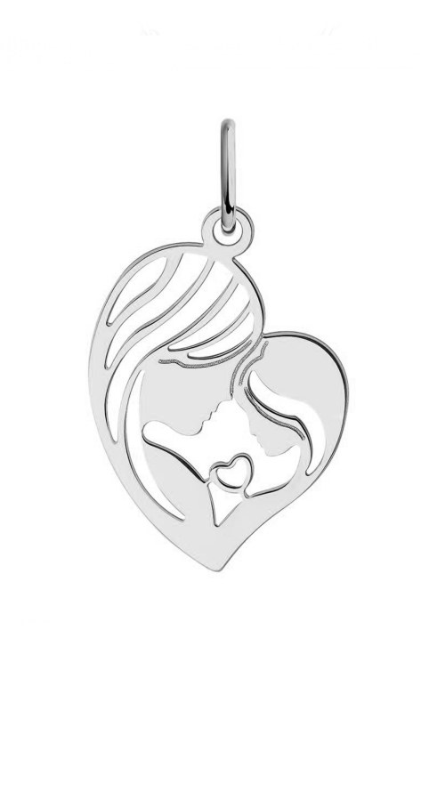 JVD Stříbrný přívěsek ve tvaru srdce Matka a&nbsp;dcera / Madona SVLP0893XH20000 - Přívěsky Přívěsky na řetízky