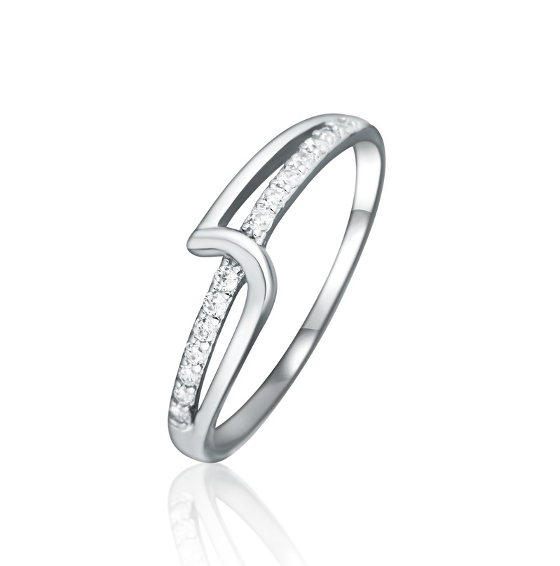 JVD Stylový stříbrný prsten se zirkony SVLR0885X75BI 52 mm - Prsteny Prsteny s kamínkem