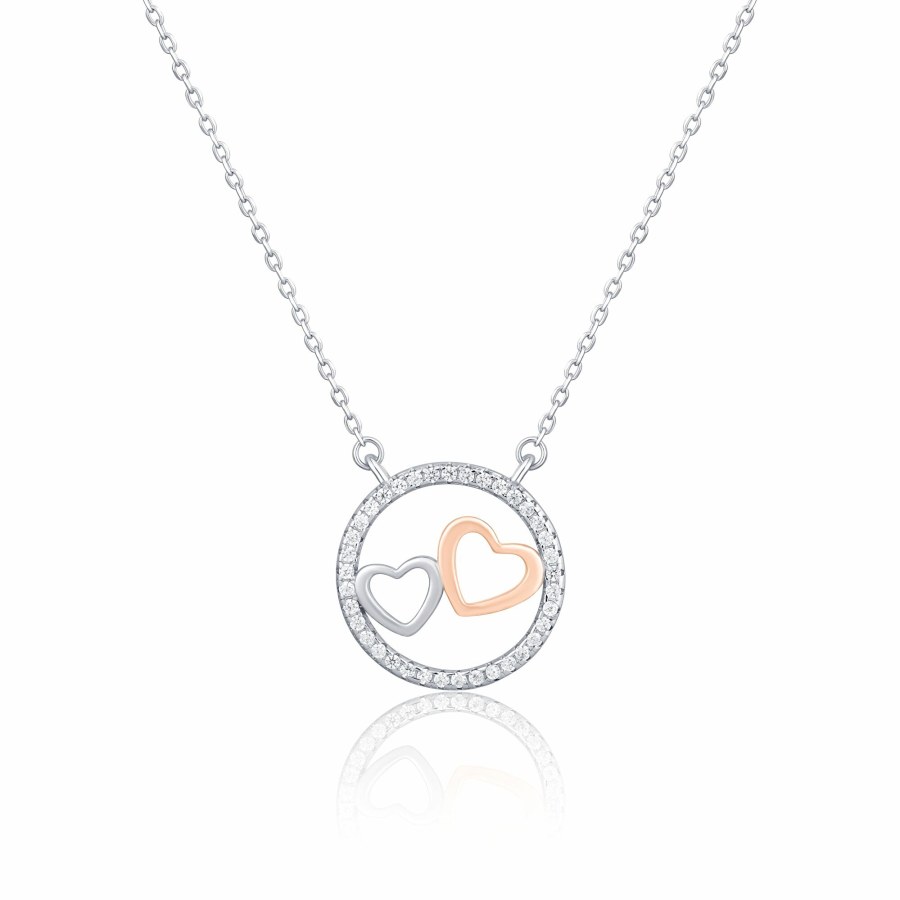 JVD Zamilovaný bicolor náhrdelník ze stříbra se zirkony SVLN0435XH2RO45 - Náhrdelníky
