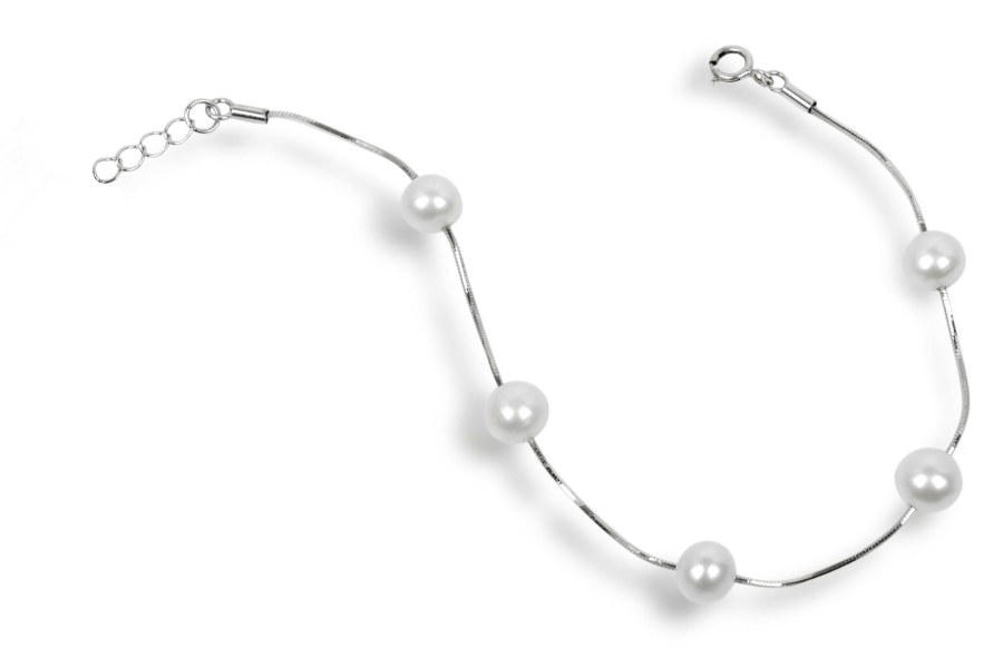 JwL Luxury Pearls Jemný náramek z pravých bílých perel JL0173 - Náramky Řetízkové náramky