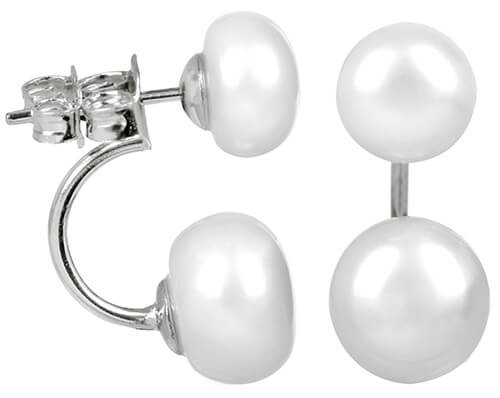 JwL Luxury Pearls Originální náušnice s pravými bílými perlami 2v1 JL0287 - Náušnice Pecky