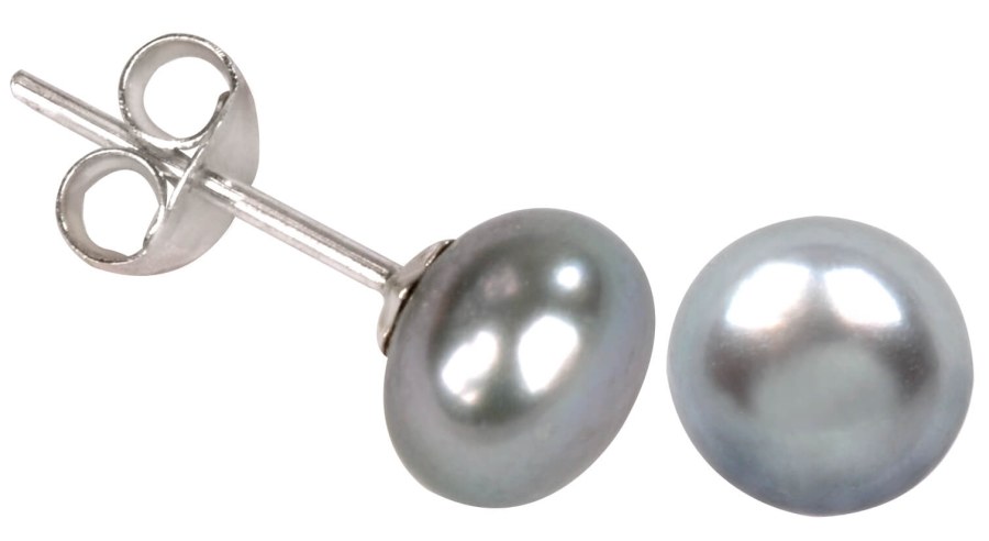 JwL Luxury Pearls Náušnice s pravou šedou perlou JL0029 - Náušnice