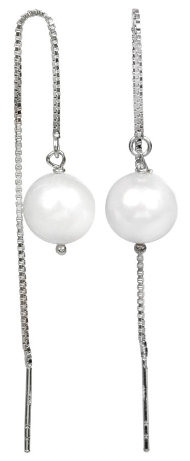 JwL Luxury Pearls Stříbrné řetízkové náušnice s bílou perlou JL0204 - Náušnice
