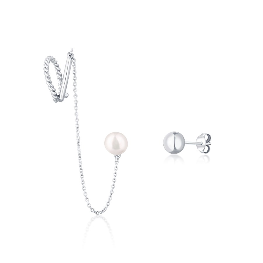 JwL Luxury Pearls Asymetrické náušnice s pravou perlou JL0747 - Náušnice Pecky