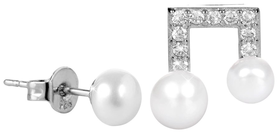 JwL Luxury Pearls Asymetrické perlové náušnice se zirkony JL0415 - Náušnice Pecky