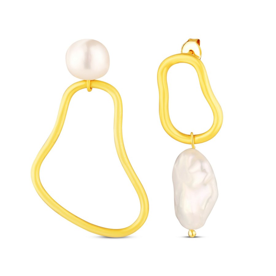 JwL Luxury Pearls Asymetrické pozlacené náušnice s pravými sladkovodními perlami JL0853 JwL Luxury Pearls Asymetrické pozlacené náušnice s pravými sladkovodními perlami JL0853 - Náušnice Visací náušnice