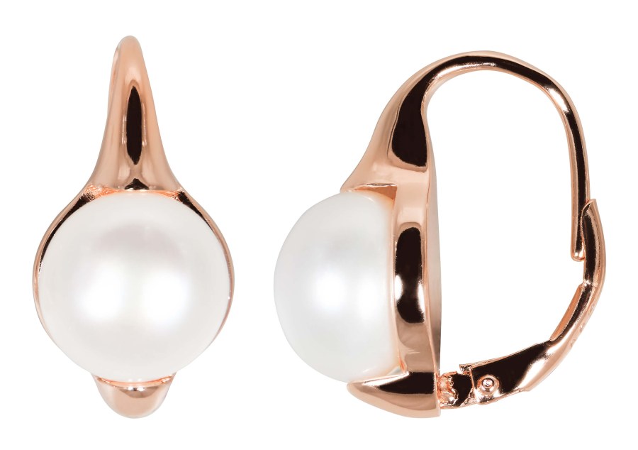 JwL Luxury Pearls Bronzové náušnice s pravými perlami JL0533 - Náušnice Visací náušnice