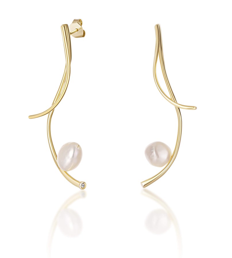 JwL Luxury Pearls Dlouhé pozlacené náušnice s pravými barokními perlami JL0682 - Náušnice Visací náušnice