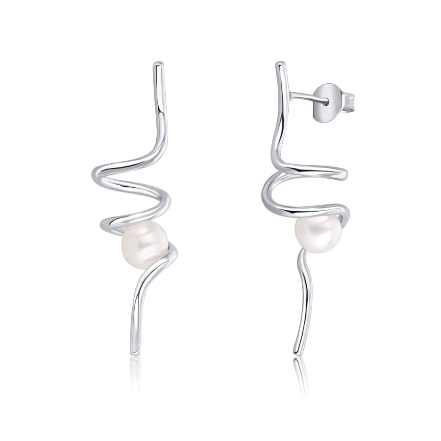 JwL Luxury Pearls Dlouhé stříbrné náušnice s perlou JL0620 - Náušnice Visací náušnice