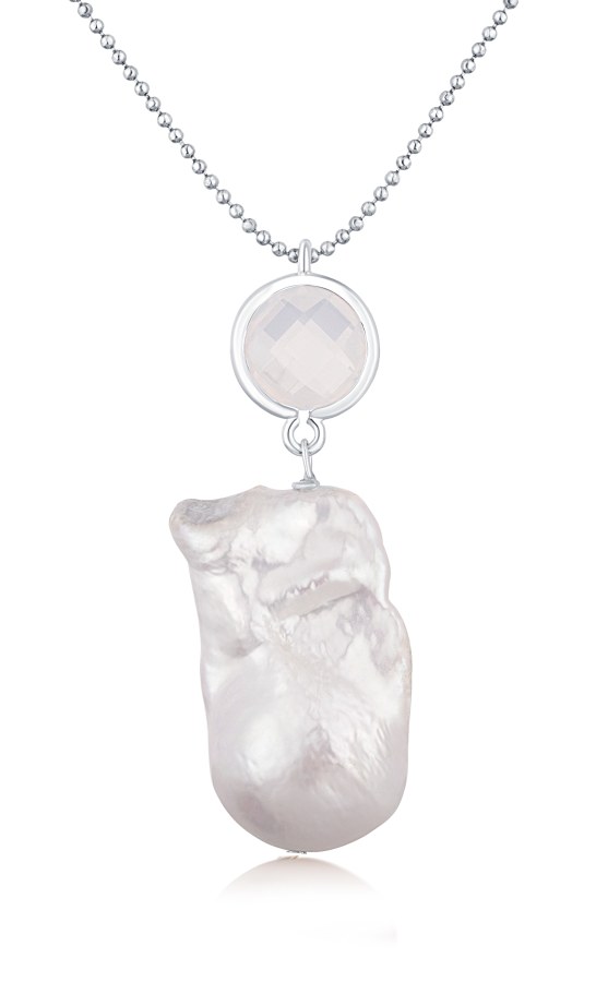 JwL Luxury Pearls Dlouhý ocelový náhrdelník s pravou barokní megaperlou JL0709 - Náhrdelníky