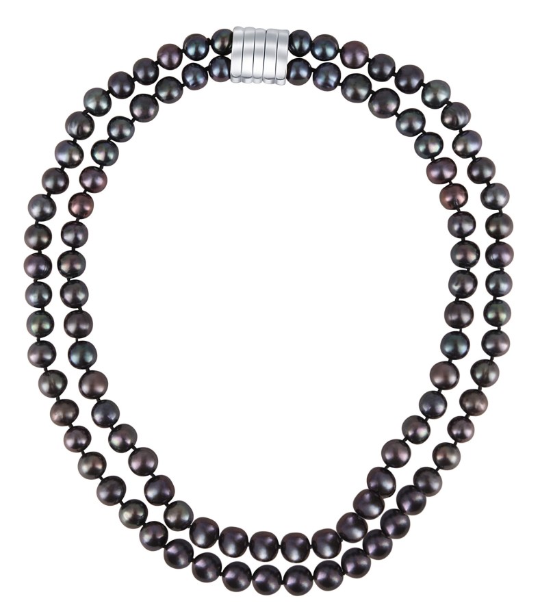 JwL Luxury Pearls Dvojitý/dvouřadý náhrdelník z pravých černých perel JL0657 - Náhrdelníky