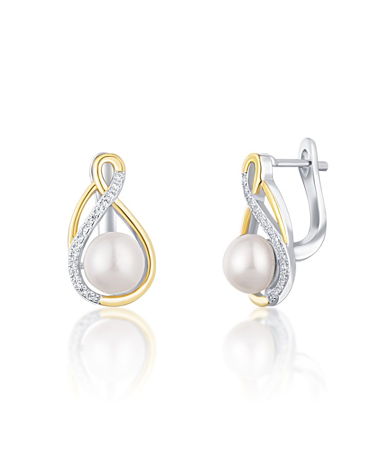 JwL Luxury Pearls Elegantní bicolor náušnice s pravými perlami JL0721 - Náušnice Visací náušnice