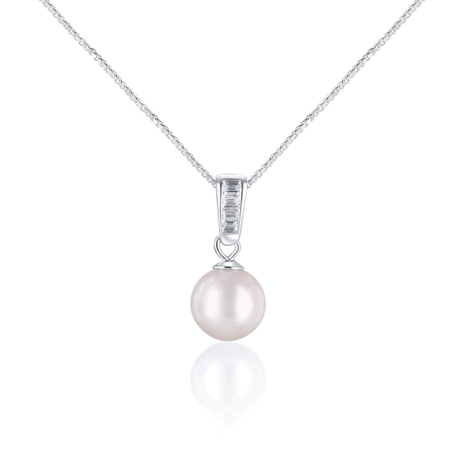 JwL Luxury Pearls Elegantní náhrdelník s mořskou perlou Akoya a krystaly JL0658 (řetízek, přívěsek) - Náhrdelníky