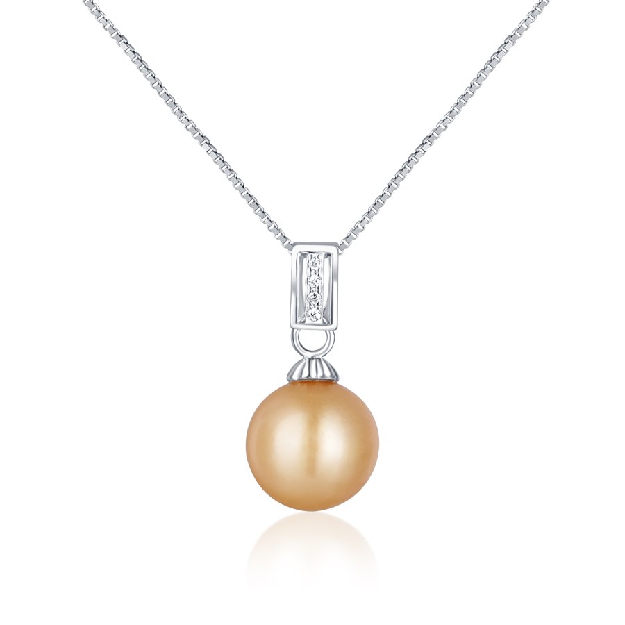 JwL Luxury Pearls Elegantní stříbrný náhrdelník se zlatou perlou jižního Pacifiku JL0734 (řetízek, přívěsek) - Náhrdelníky