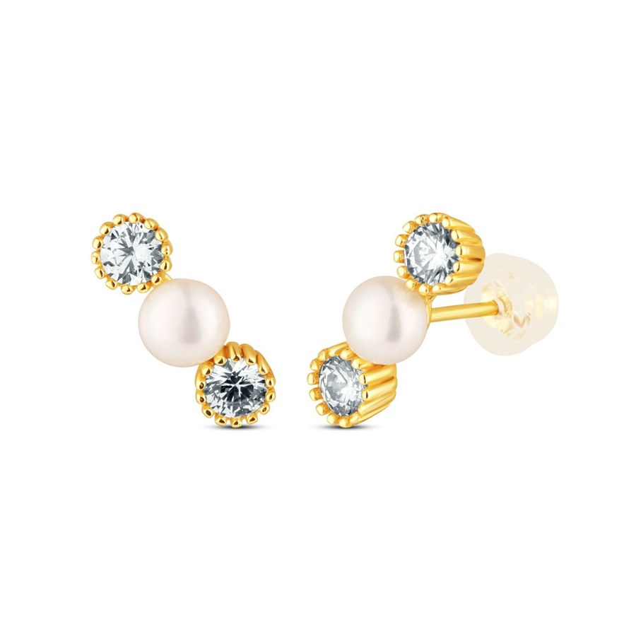 JwL Luxury Pearls Elegantní pozlacené náušnice s perlami a zirkony JL0852 JwL Luxury Pearls Elegantní pozlacené náušnice s perlami a zirkony JL0852 - Náušnice Pecky