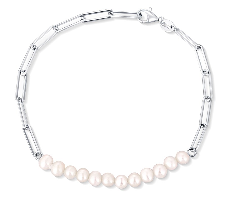 JwL Luxury Pearls Fashion stříbrný náramek s perlami JL0757 - Náramky Řetízkové náramky