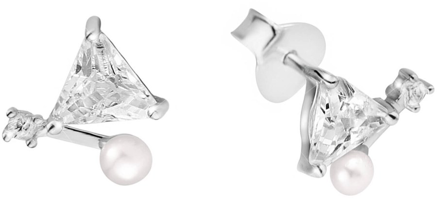JwL Luxury Pearls Jemné náušnice s pravou perlou a krystaly JL0586 - Náušnice Pecky