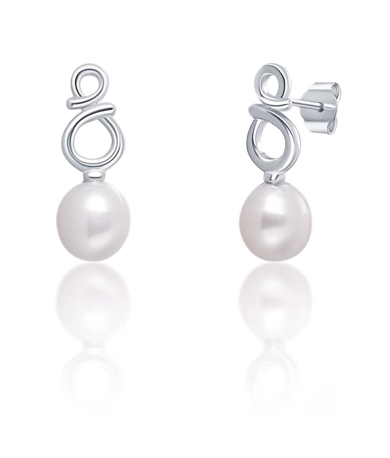 JwL Luxury Pearls Jemné stříbrné náušnice s pravými bílými perlami JL0683 - Náušnice Visací náušnice