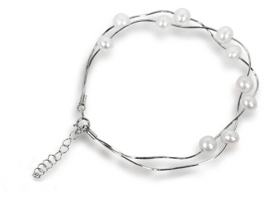 JwL Luxury Pearls Jemný náramek z pravých bílých perel JL0174 - Náramky Řetízkové náramky
