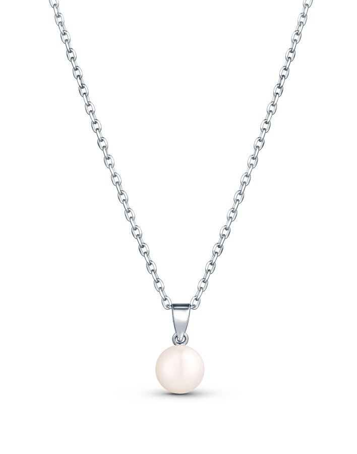 JwL Luxury Pearls Jemný stříbrný náhrdelník s pravou perlou JL0835 (řetízek, přívěsek) - Náhrdelníky