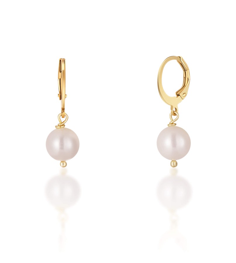 JwL Luxury Pearls Krásné pozlacené náušnice s pravými bílými perlami JL0678 - Náušnice Visací náušnice