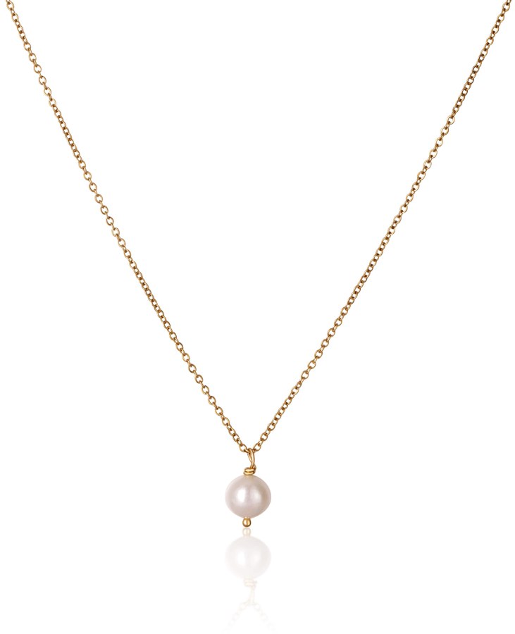 JwL Luxury Pearls Krásný pozlacený náhrdelník s pravou bílou perlou JL0679 - Náhrdelníky