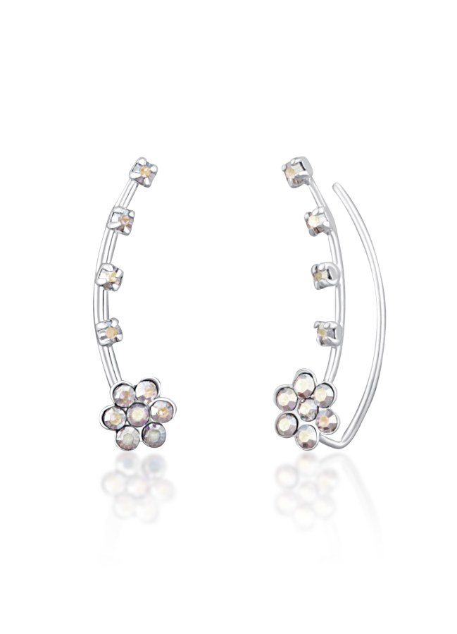 JwL Luxury Pearls Květinové podélné náušnice s krystaly JL0722 - Náušnice Podélné náušnice