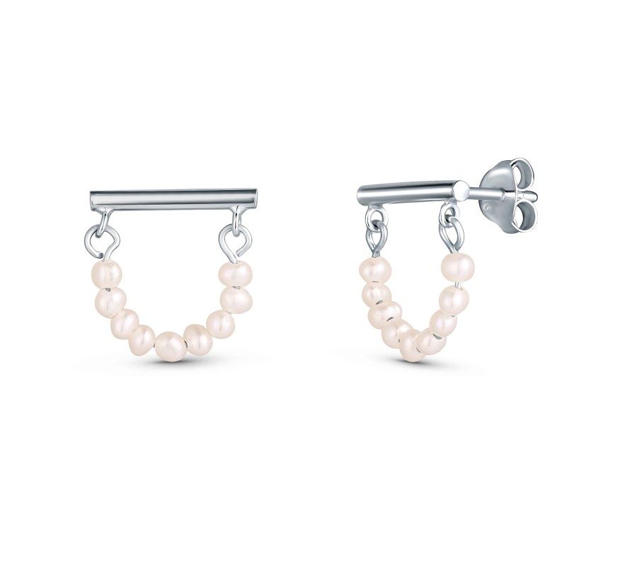 JwL Luxury Pearls Minimalistické stříbrné náušnice s pravými perlami JL0830 - Náušnice Pecky