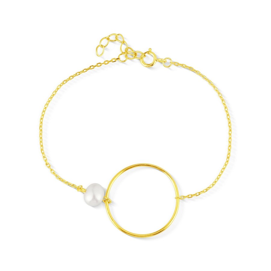 JwL Luxury Pearls Minimalistický pozlacený náramek s pravou perlou JL0858 JwL Luxury Pearls Minimalistický pozlacený náramek s pravou perlou JL0858 - Náramky Perlové náramky