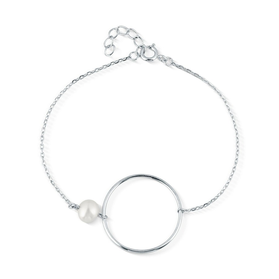JwL Luxury Pearls Minimalistický stříbrný náramek s pravou perlou JL0859 JwL Luxury Pearls Minimalistický stříbrný náramek s pravou perlou JL0859 - Náramky Perlové náramky