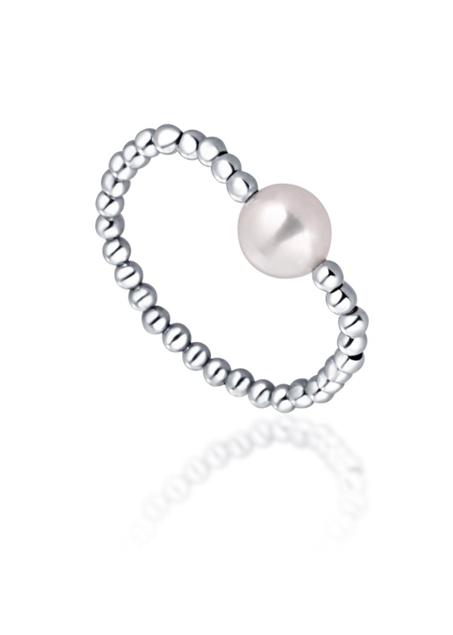 JwL Luxury Pearls Minimalistický stříbrný prsten s pravou sladkovodní perlou JL0790 - Prsteny Prsteny bez kamínku