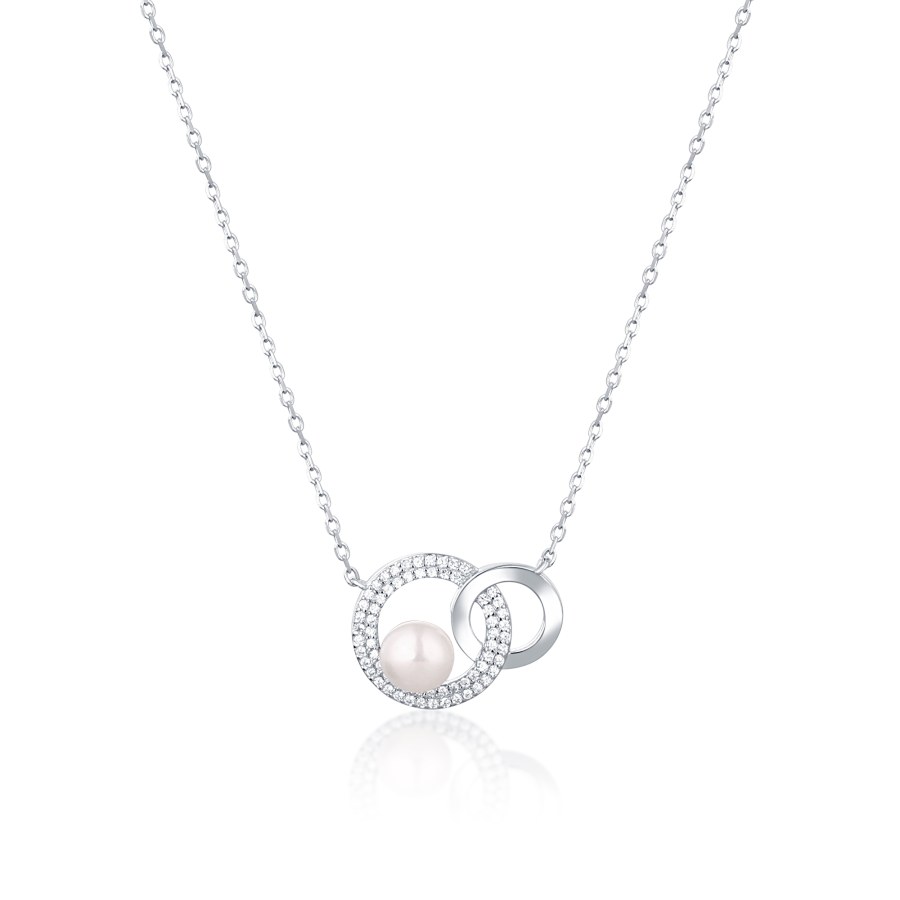 JwL Luxury Pearls Módní náhrdelník s pravou perlou a zirkony JL0751 (řetízek, přívěsek) - Náhrdelníky