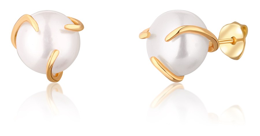 JwL Luxury Pearls Módní pozlacené náušnice s říční perlou JL0737 - Náušnice Pecky