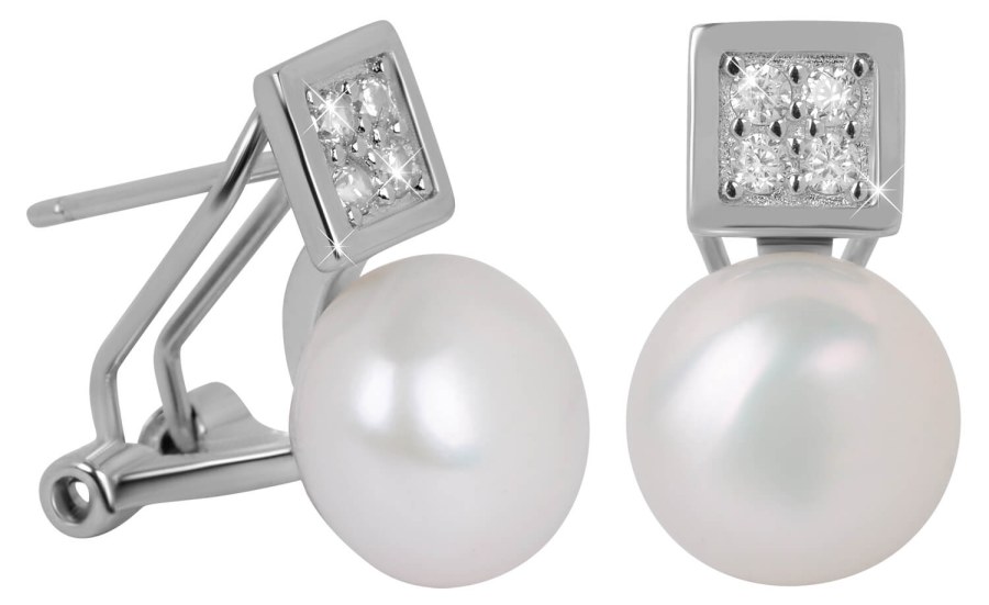 JwL Luxury Pearls Nádherné náušnice s pravou perlou a krystaly JL0430 - Náušnice Ostatní typy náušnic