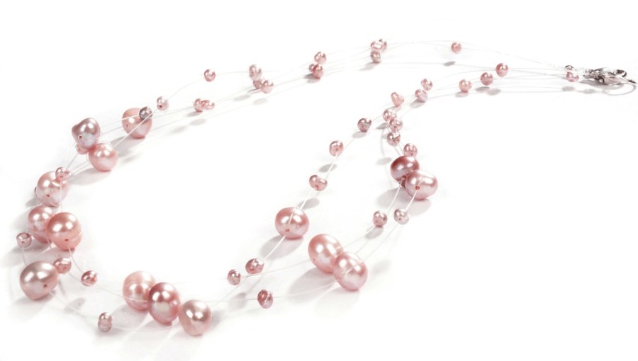 JwL Luxury Pearls Náhrdelník z levitujících pravých růžových perel JL0826 - Náhrdelníky