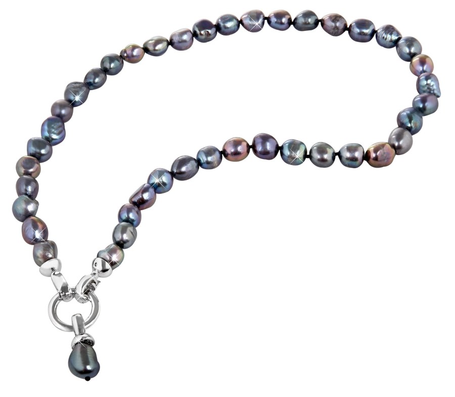 JwL Luxury Pearls Náhrdelník z pravých kovově modrých perel JL0561 - Náhrdelníky