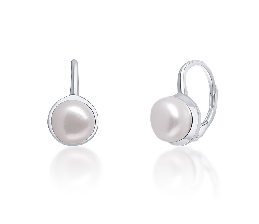 JwL Luxury Pearls Něžné stříbrné náušnice s pravými bílými perlami JL0675 - Náušnice Visací náušnice