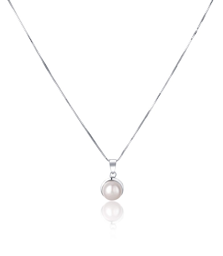 JwL Luxury Pearls Něžný náhrdelník s pravou bílou perlou JL0676 (řetízek, přívěsek) - Náhrdelníky