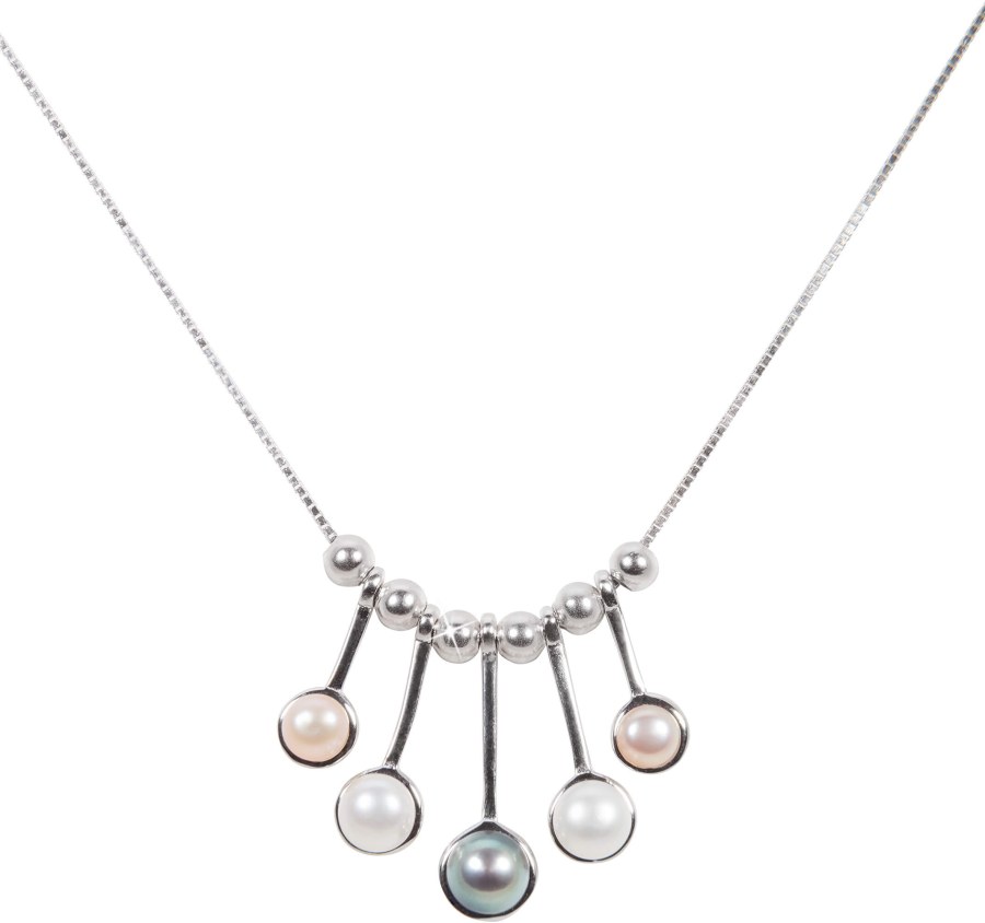 JwL Luxury Pearls Něžný stříbrný náhrdelník s pravými perličkami JL0459 (řetízek, přívěsek) - Náhrdelníky