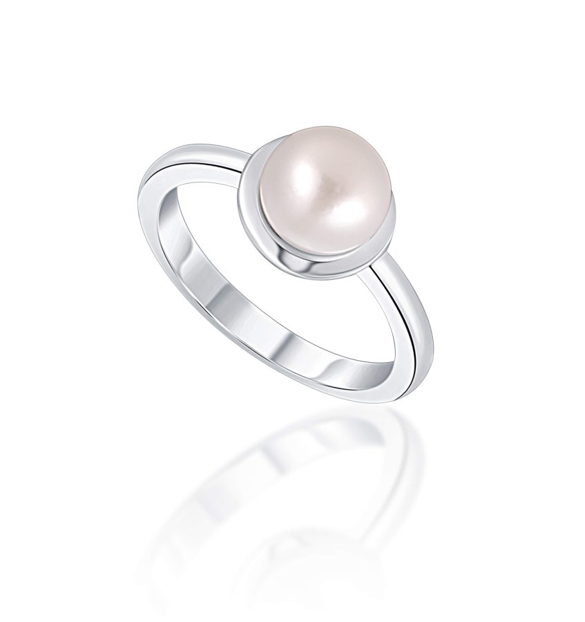 JwL Luxury Pearls Něžný stříbrný prsten s pravou bílou perlou JL0677 54 mm - Prsteny Prsteny bez kamínku