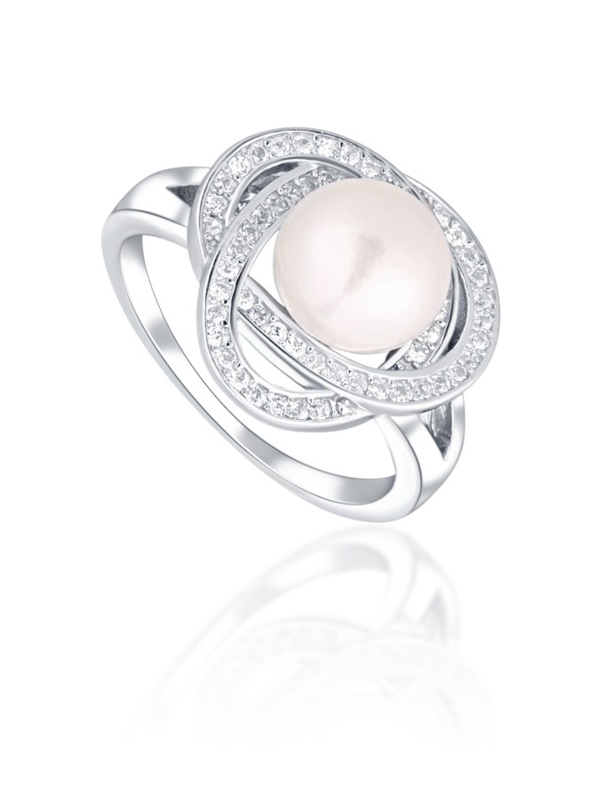 JwL Luxury Pearls Okouzlující prsten s pravou perlou a zirkony JL0759 54 mm