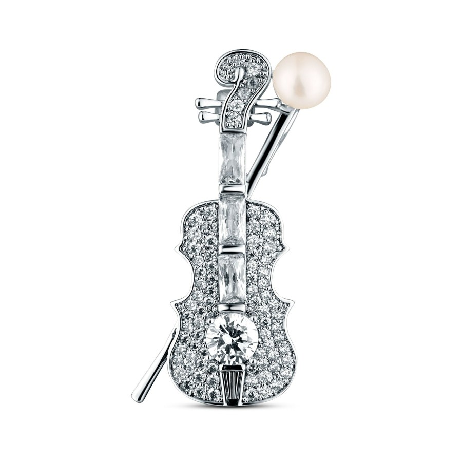 JwL Luxury Pearls Oslnivá perlová brož Housle JL0872