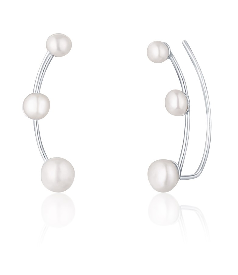 JwL Luxury Pearls Podélné stříbrné náušnice s říčními perlami JL0794 - Náušnice Podélné náušnice
