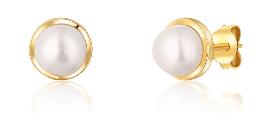 JwL Luxury Pearls Pozlacené náušnice s říční perlou JL0735 - Náušnice Pecky