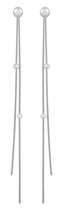 JwL Luxury Pearls Řetízkové perlové náušnice 2v1 JL0428 - Náušnice Dlouhé náušnice