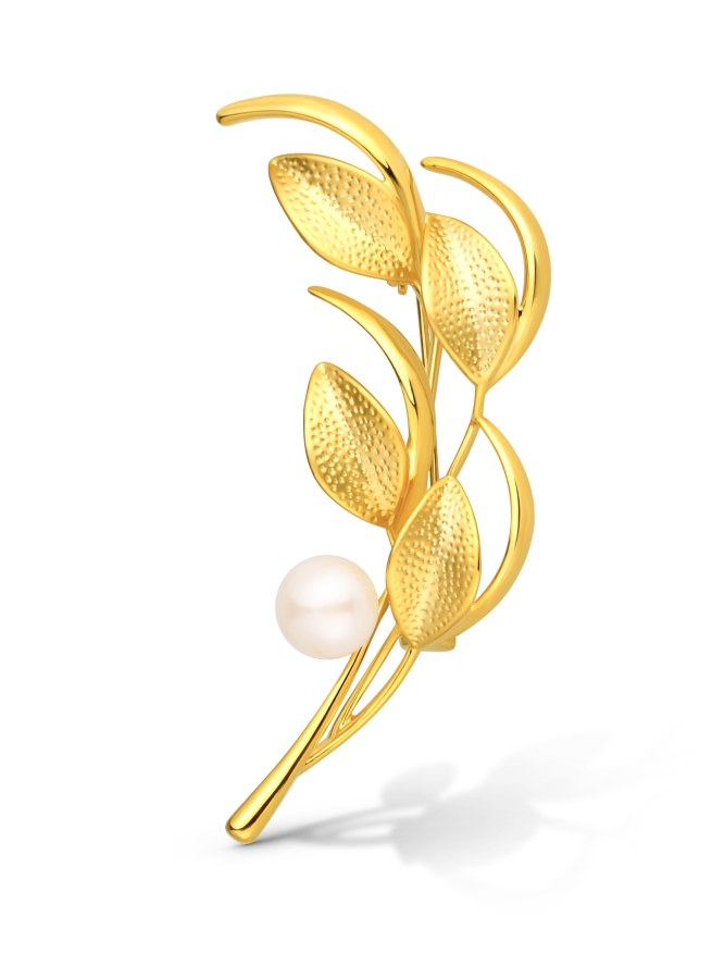 JwL Luxury Pearls Slušivá pozlacená brož 2v1 s pravou perlou JL0843 - Brože