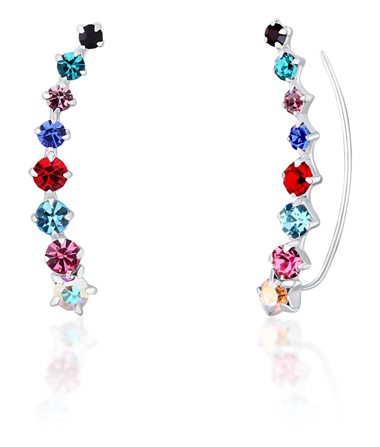 JwL Luxury Pearls Slušivé podélné náušnice s barevnými krystaly JL0742 - Náušnice Podélné náušnice