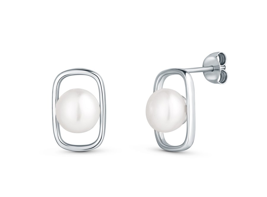 JwL Luxury Pearls Jemné stříbrné náušnice s pravou perlou JL0829 - Náušnice Visací náušnice